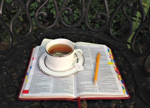 bible and tea